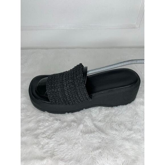 Black Woven Platform Slide Sandals Womens Size 8.5M - Picture 7 of 8